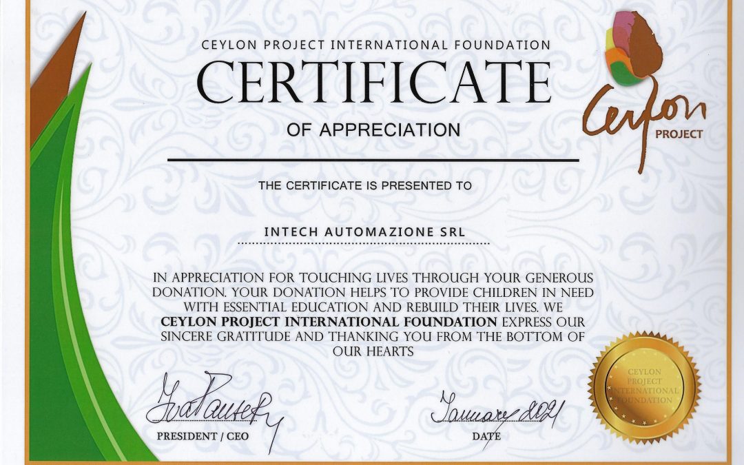 Ceylon Project - Intech donation